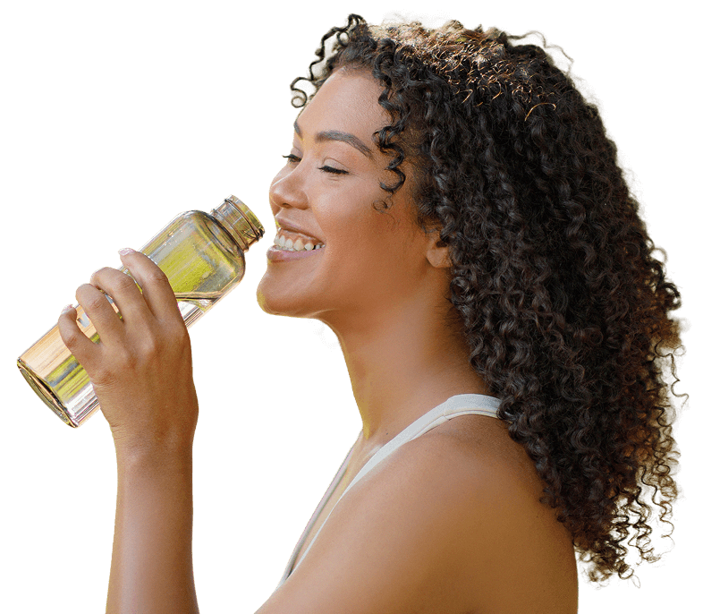 fitness lady drinking water from bottle