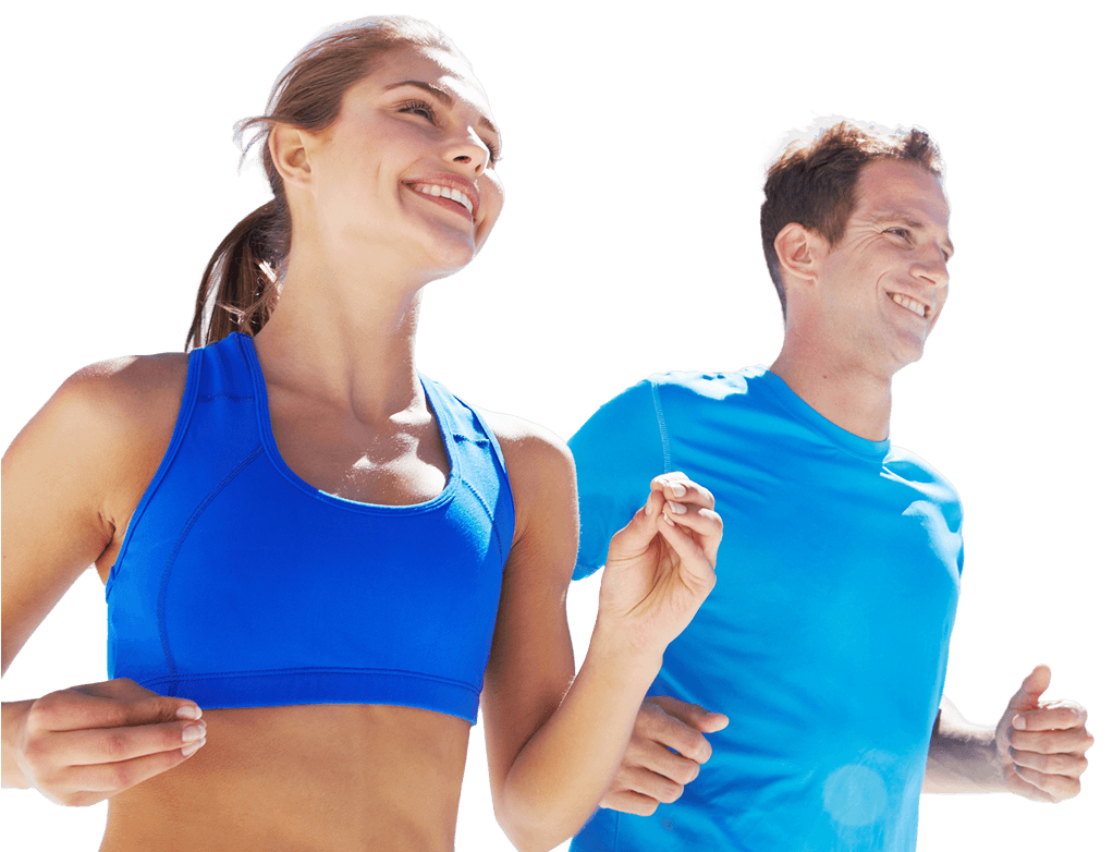 healthy couple running together